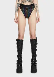 [Sugarpuss] Hologram Rainbow High-Cut Swim Bottoms