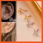 925 SOLID STERLING SILVER MINI CROSS BALLS EAR CARTILAGE PIERCING STUD EARRING