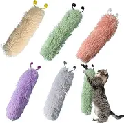Cat Plush Catnip Toy | 5X Cat Teething Chew Doll with Caterpillar-Shaped - Multi Functional Bite-Resistant Chewing Supplies for Small Large Kitten Playing