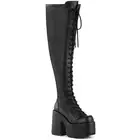 Pleaser Demonia 5" Chunky Wide Calf Thigh High Boots Adult Women Cam300Wc/Bvl