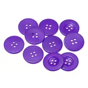 10pcs Resin Sewing Buttons 1" Round Flat 4-Hole Craft Buttons, Purple