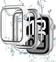 2 Pack Case with Tempered Glass Screen Protector for Apple Watch SE Series 9 Series 8 Series 7 41mm,Slim Guard Bumper Full Coverage Hard PC Protective HD Ultra-Thin Cover for iWatch 9/8/7 41mm