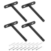 4Pcs 5 Inch Wall Mounted Floating Shelf Brackets Blind Shelf Support, Black