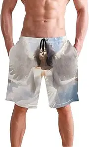 [XYMZR] Angel White Wings Sky Men's Swim Trunks Quick-Dry Bathing Suit Swimming Board Shorts S