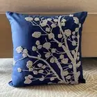 Sofa Cushion Cover Blue 16"x16", Room Decor Cotton Beaded - Silver Magnolia