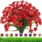 Outdoor Artificial Fake Flowers,UV Resistant Faux Outdoor 24 Bundles Red