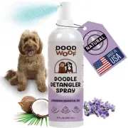 Dood Woof Dog Detangler Spray Dematting for Doodle | Natural Dog Leave in Con...