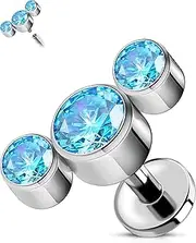 [OUFER Body Piercing] Lip Piercing Titanium Labret Monroe Lip Bar Internally Tragus Helix Stud Piercing Jewellery 5/6/8/10/12 mm 16G Curved Labret Conch Cartilage Earrings