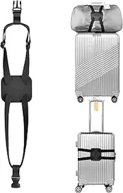 [RUMILLA] Luggage Straps Bag Bungees for Add a Bag Easy to Travel Suitcase Elastic Strap Belt， High Elastic Suitcase Adjustable Belt Bag Bungees with Buckles (Black/Black)