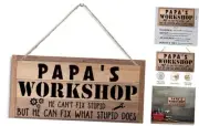 Papa's Workshop Sign Gift for Papa, Funny Workshop Decor, Decorative Hanging