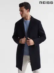 Reiss Navy Gable Single Breasted Overcoat (T97357) | $595