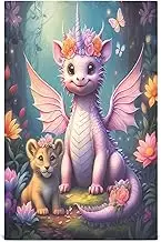 RPLIFE Cute Dragon Pink Unicorn Drying Towel for Dishes, 28x18 Absorbent Kitchen Towels Quick Dry