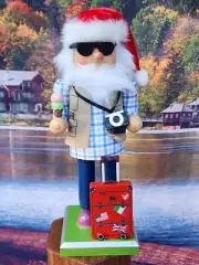 World Market International Nutcracker "Tourist Santa" Christmas Decor wood New