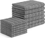 Microfiber Kitchen Towels and Dishcloths Set, 12 Pack Soft and Absorbent Dish Hand Towels Bulk, 65 * 45 cm & 130 * 30 cm Quick Drying Rags for Washing Dishes, Grey