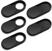 Webcam Cover Slide W3, [5-Pack] 0.6mm-Thin Metal Web Camera Cover Sticker for MacBook Pro, Laptop, iMac, iPad Pro, PC, Surfcase Pro, iPhone 8/7/6 Plus, Privacy Cover[Black]