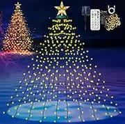HELESIN 410 LEDs Solar Christmas Tree Lights, 2M x 16 Lines Solar Christmas Lights Outdoor, 8 Lighting Modes Christmas Lights Indoor with Remote Control & Timer for Christmas Tree Decorations