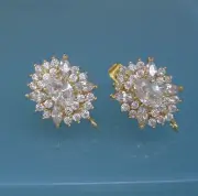 Oval Cubic Zirconia CZ 18K Gold Plated Ear Stud Earrings Post Earstud Findings.