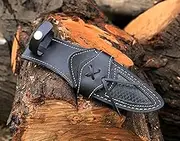 Handmade Collection Fixed Blade Knife Sheath - Premium Genuine Black Leather Sheath for Knife Blade, Custom Fit for Outdoor, Camping, and EDC Use