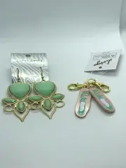 Divoga Ballat Flat Key Chains Peach Turquoise w/Fashion Earrings NEW!