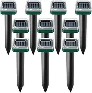 Mole Repellent Solar Powered, 10 Pack Solar Mole Repellent Ultrasonic for Vole, Snakes, Gopher, Waterproof Sonic Mole Deterrent Spikes,Snake Gopher Vole Repellent for Garden and Yard