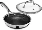 HexClad Hybrid Nonstick 7-Inch Fry Pan with Tempered Glass Lid, Stay-Cool and