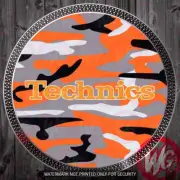 PAIR of DJ Turntable Slipmats 12 inch - TECHNICS SLIPMATS Orange Camo