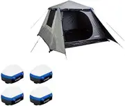 Kings 4-6 Person Tent Quick Set up+ 4X Rechargeable Lantern Lights