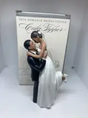 True Romance Medium Skin Tone Groom Lifting Bride Wedding Cake Topper