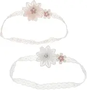 MERRYHAPY 2pcs Girl Lace Flower Headbands Elastic Newborn Hair Accessories Charming Floral Designs for Photoshoots Daily Wear Skin Friendly for Boy Girl Years