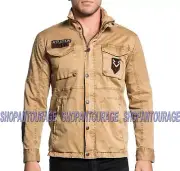 Affliction Propaganda 110OW317 New Khaki Fashion Zip Utility Jacket For Men