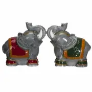 Raja Elephants Ceramic Salt and Pepper Shakers Set