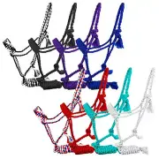 Showman Woven Nylon Mule Tape Halter w/ 8' Removable Lead