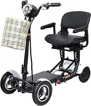 Foldable Mobility Scooter, 4-Wheel Electric Mobility Scooter For Adults, Elderly People With Disabilities, Height-Adjustable Tiller, Top Speed 19 Km/H,15.6ah (Color : A)