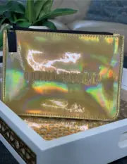 Bobbi Brown Make Up Travel Bag Pouch Holographic Gold w Zipper 6x5 in NEW!