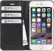 STILGUT Leather Case Compatible with iPhone 6s Plus with Credit Card Slots and Stand Capability - Carbo