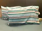 2pc Hair Protector Bedding Pillowcase Teal Black Striped Print Satin Pillowcase
