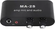Small Stereo Audio Preamplifier with 3 Output Ports, Aluminum ABS Headphone Amplifier for Loudspeaker, Dynamic Microphone Preamplifier