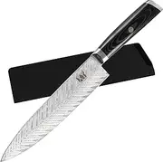 Authentic XYJ Since 1986,VG10 Damascus Steel Japanese Chef Knife,8 Inch High Carbon Steel Kitchen Knives,Damascus Steel Master Chef’s Knife with Etching Pattern,Ergonomic Pakkawood Handle