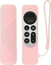 Anti-Drop Anti-Slip Shock Proof Silicone Protective Cover Case for Apple TV 4K Remote (Rose Pink)