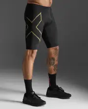 Light Speed Compression Shorts, 2XU, M, Black/Gold Reflective, Male