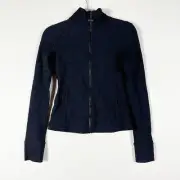 NEW DEVON WINDSOR Seline Full Zip Athletic Work Out Jacket Textured Black Small