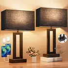 Nightstand Table Lamps for Bedrooms Set of 2 - Touch Bedside Lamp with USB C+