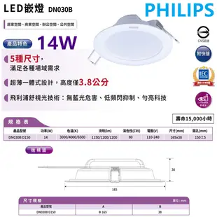 下殺現貨飛利浦DN020B 清庫存 超低價直徑 15cm 明皓LED薄型崁燈 DN001B黃光  ND030B 全電壓
