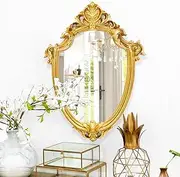 Wall Mirrors Vintage Gold Mirrors Decor Mirrors Decorative Makeup Mirror Antique Hanging Mirror for Bedroom Living Room Dresser 42 x 29 CM