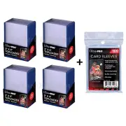 100 Ultra PRO Regular BLUE 35pt Card Toploaders + SLEEVES Toploader Loaders