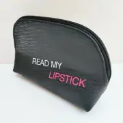 1x MAC "Read My Lipstick" Black Makeup Cosmetics Bag, Travel Toiletry Pouch, NEW