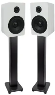 Pair Rockville RockShelf 58W White 5.25" Home Bookshelf Speakers + 36" Stands