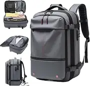 Vacuum Backpack Travel, Vacuum Seal Backpack Travel, 60L Carry On Backpack Expandable Vacuum Seal Backpack Travel with Pockets Wet Dry Seperation Waterproof Large Travel Backpack, Grey