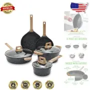 Chef-Approved 8-Piece Nonstick Cookware Set - Durable, Easy-Clean, Induction