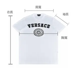 【VERSACE 凡賽斯】VERSACE 黑字燙印LOGO美杜莎印花純棉短袖T恤(男款/白)